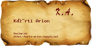 Kürti Arion névjegykártya